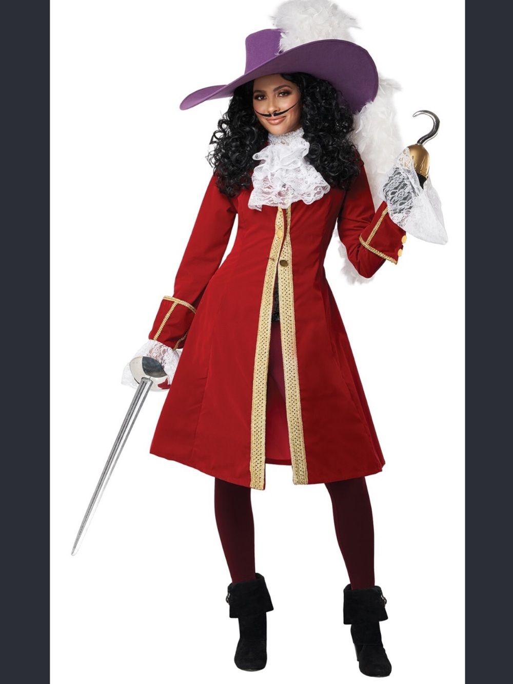 Disney Captain Hook Red and Gold Pirate Coat Costume